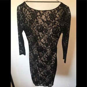 Velvet Lace Backless Dress